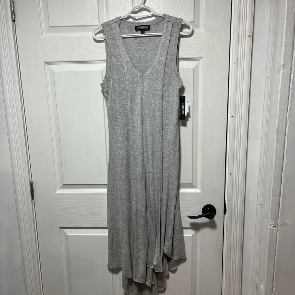 NWT Context Lord & Taylor Gray Sleeveless Maxi Dress Size L Tagged $80 USD